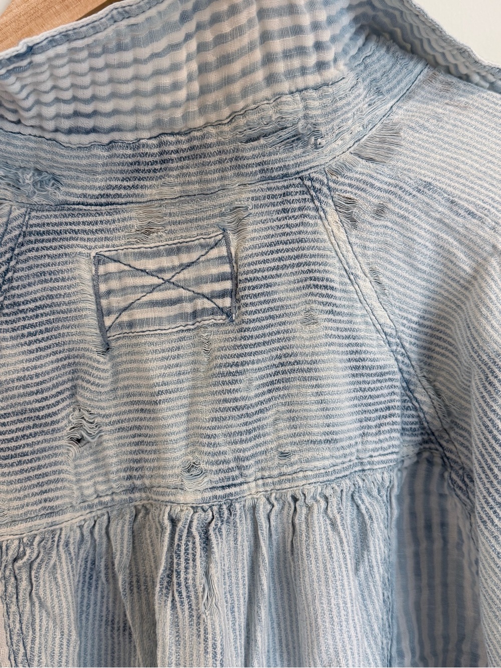 We The Free Light Blue Striped Casual Button-Down Shirt - Picture 7 of 11
